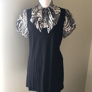 Leopard print silky tie top